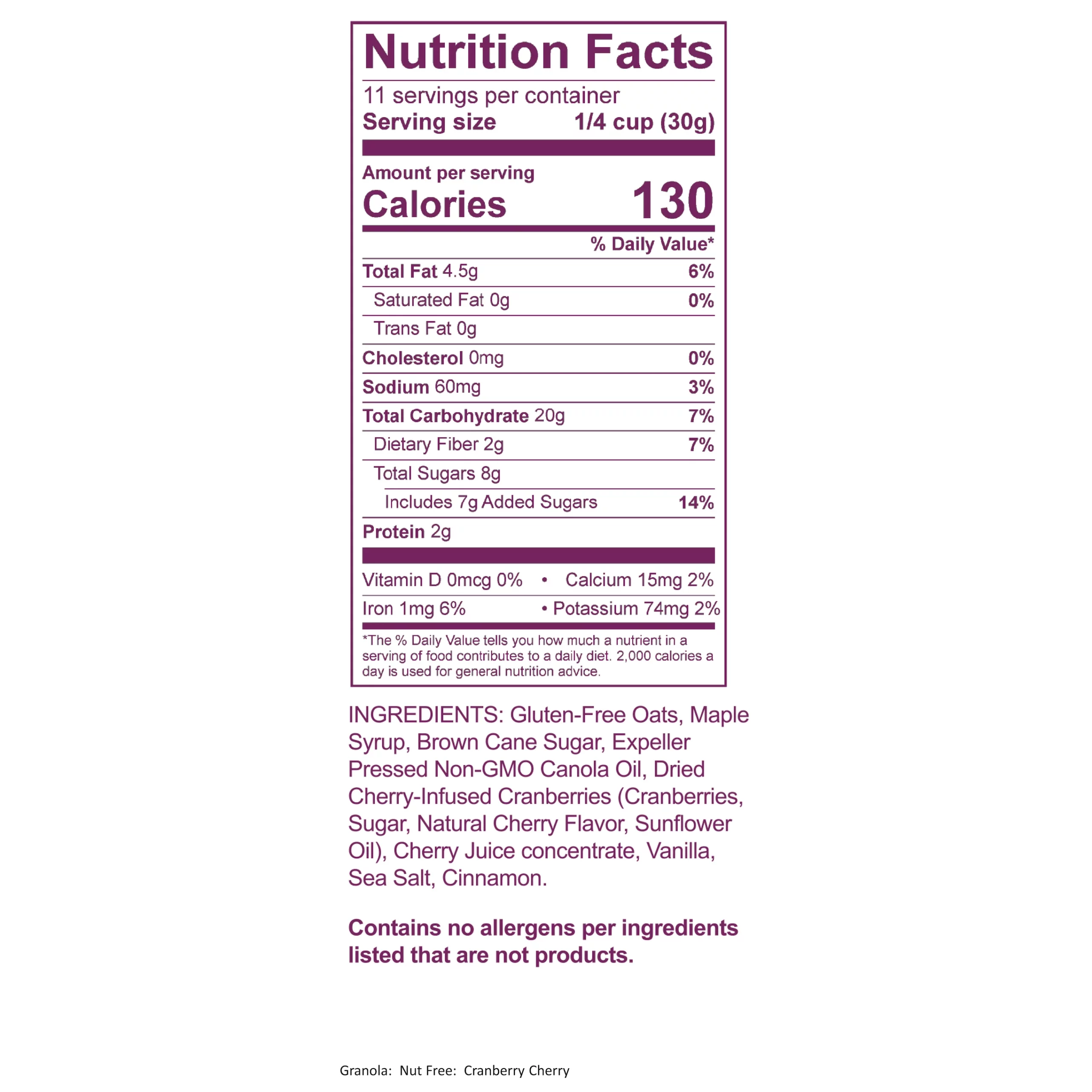 Nut-Free Cranberry Cherry Granola - Image 2